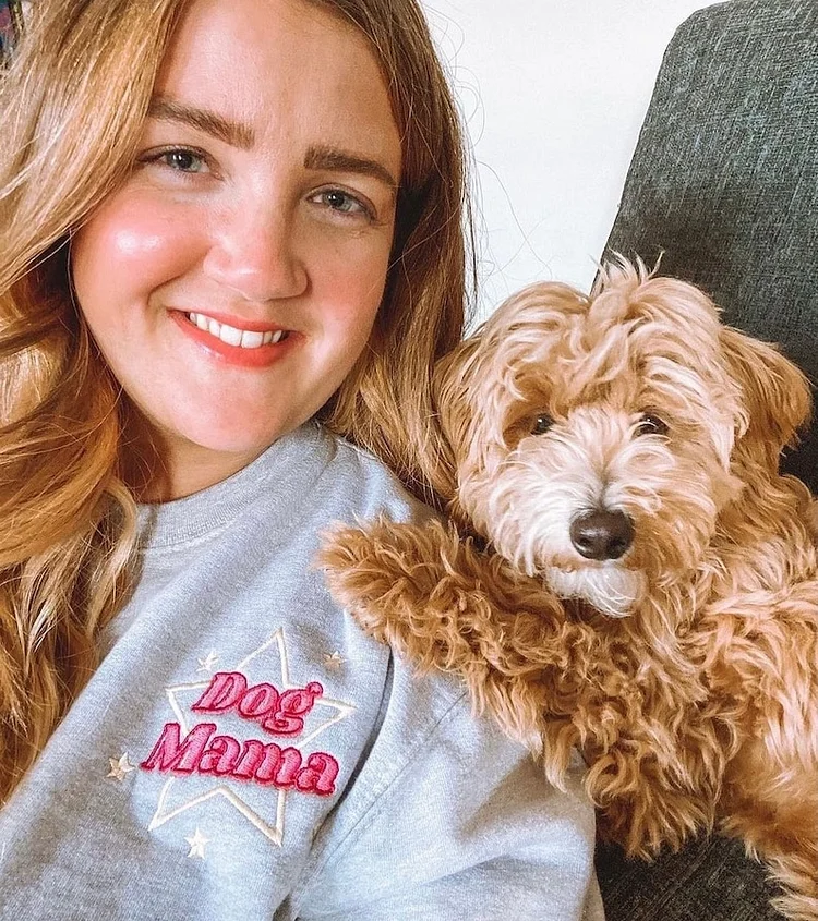 Dog Mama Star Embroidered Sweatshirt Hoodie T-shirt, Dog Mom, Dog Lover Sweatshirt