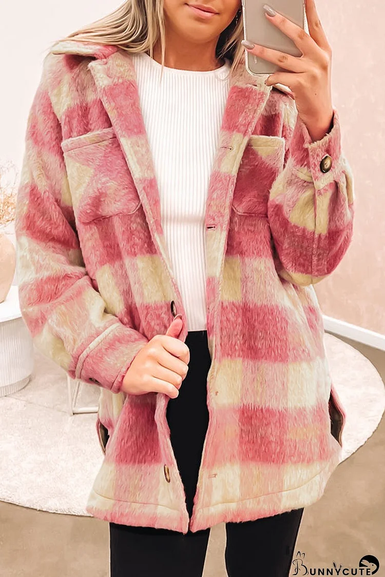 Pink Gingham Check Shacket