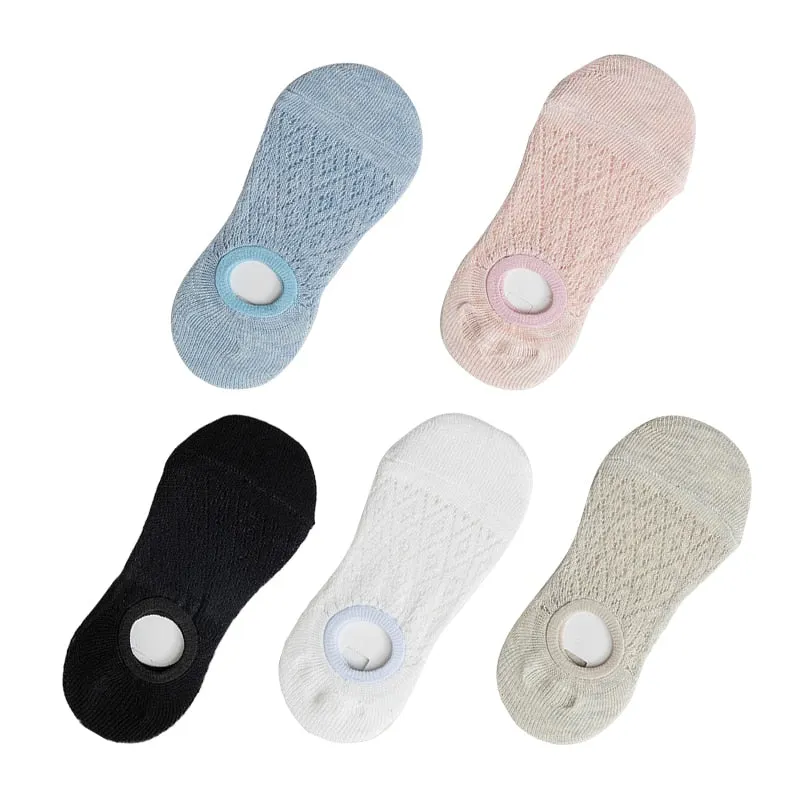 5 Pairs/Set Women Silicone Non-slip Invisible Socks Summer Solid Color Mesh Ankle Boat Socks Female Cotton Slipper No Show Socks