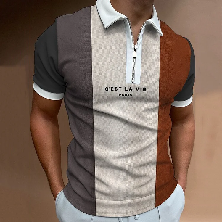 BrosWear Men's Color Block Polo Shirt