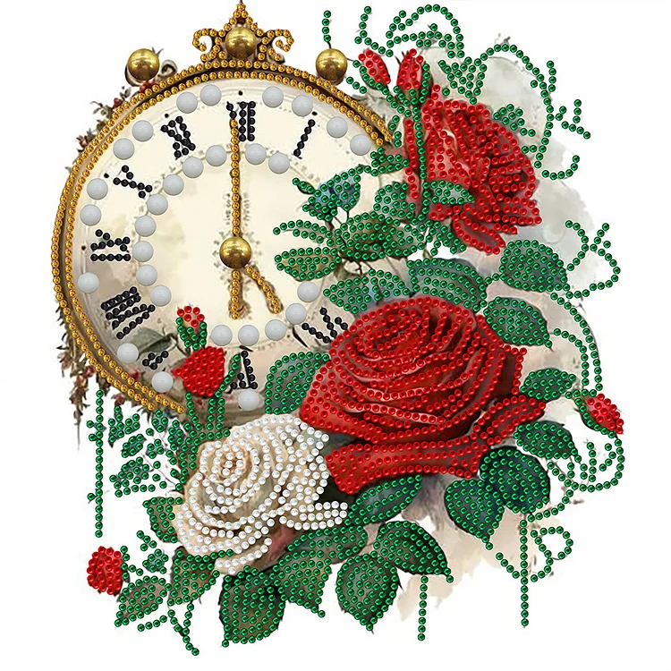 Flowers And Clock 30*30CM(Canvas) Special Shaped Drill Diamond Painting gbfke