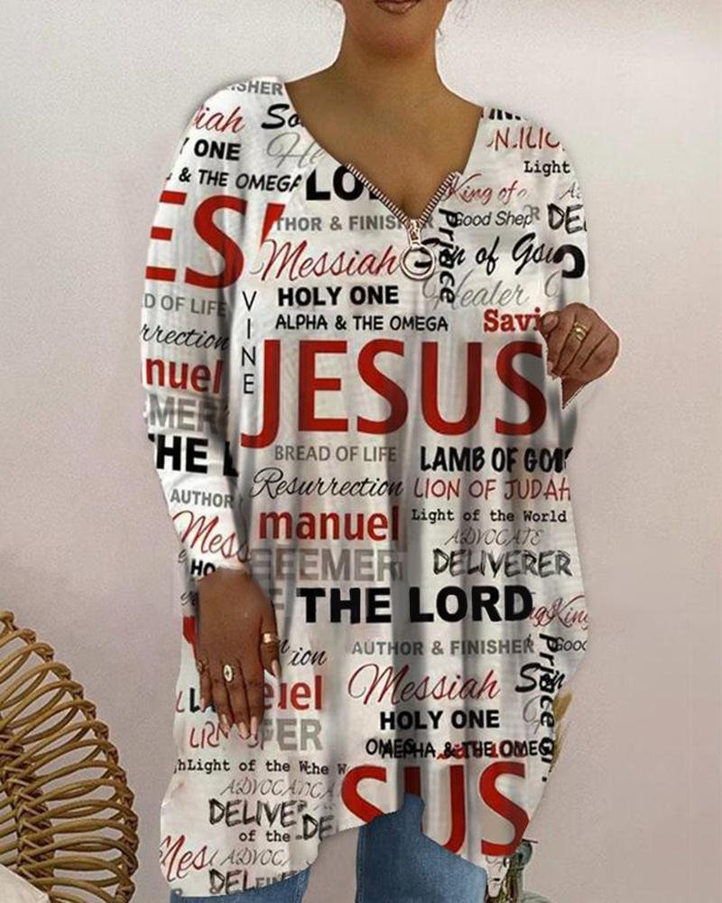 Woman's Printed Casual Long Sleeve T-shirt