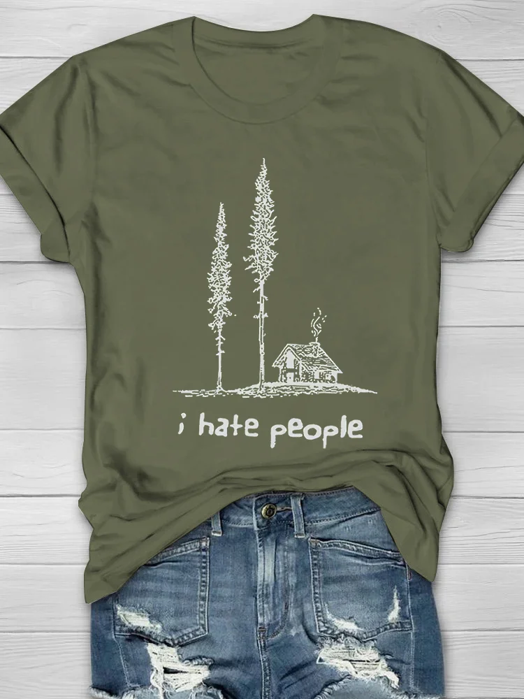 I Hate People Print Women's T-shirt socialshop