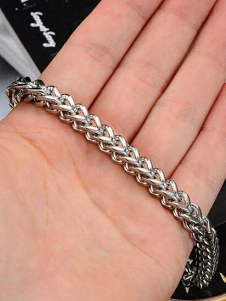 Domineering silver men's titanium steel bracelet