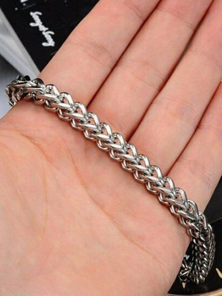 Domineering silver men's titanium steel bracelet