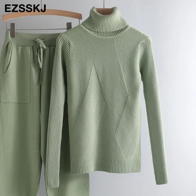 2021 thick Knitted Women high neck Sweater Pullovers Turtleneck Autumn Winter Basic Women Sweaters Slim khaki jacket Pullovers