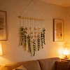 (Finished Product)Artificial Eucalyptus Wall Decor Fake Greenery Leaves Boho Wall Decor Imitation Eucalyptus Leaf Ornament for Bedroom Kitchen Dining Room Bathroom