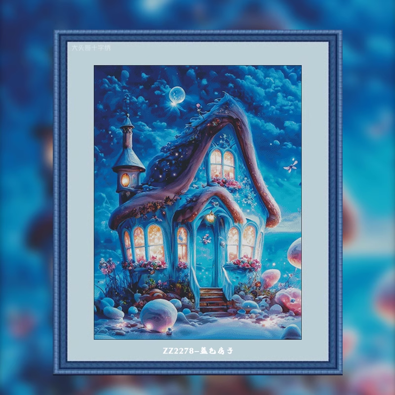 【ZZ2278- Blue House】 Painting Fairy Cross Stitch