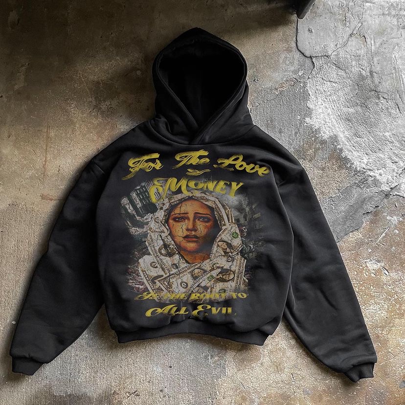 For The Love & Money Printed Men's Casual Hoodie