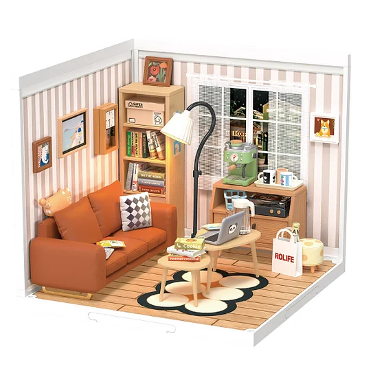 Rolife Cozy Living Lounge DIY Plastic Miniature House DW007 | Robotime Online