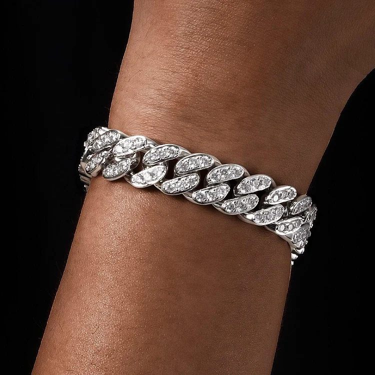 15MM 2 Row Iced Out Cuban Bracelet-VESSFUL