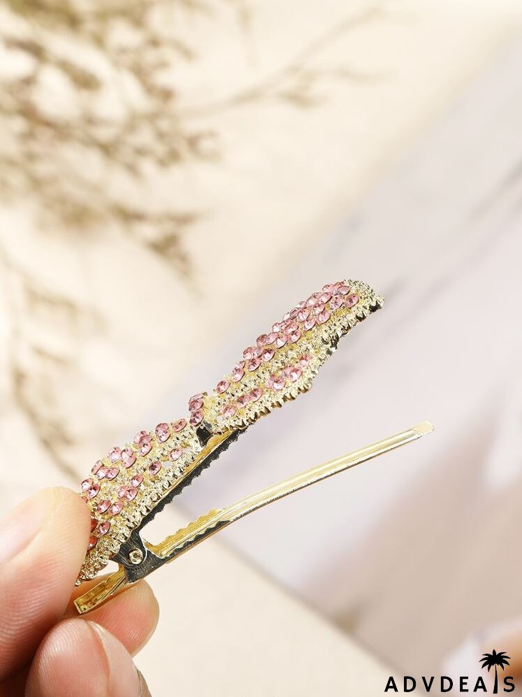 3pcs Rhinestone Bow Decor Hair Clip