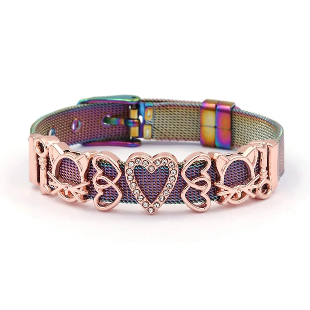 Colorful Stainless Steel Mesh Charm Bracelets
