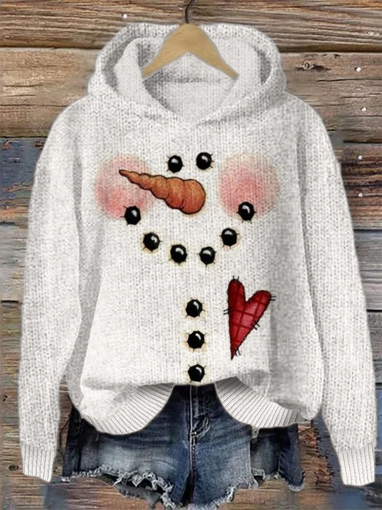 VChics Lovely Snowman Inspired Cozy Knit Hoodie