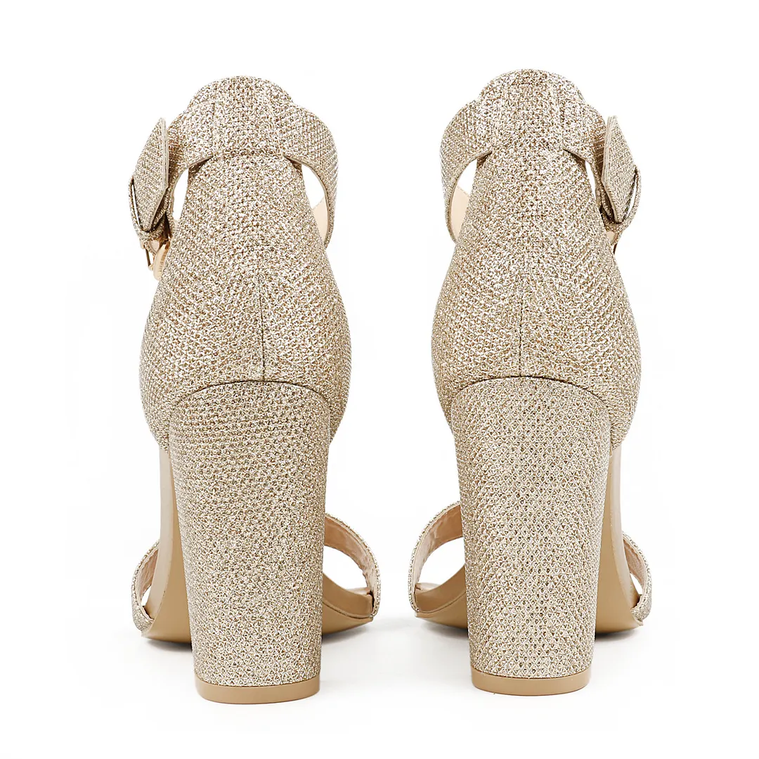 3.54"/9cm Chunky Block High Heels Ankle Strap Heeled Sandals