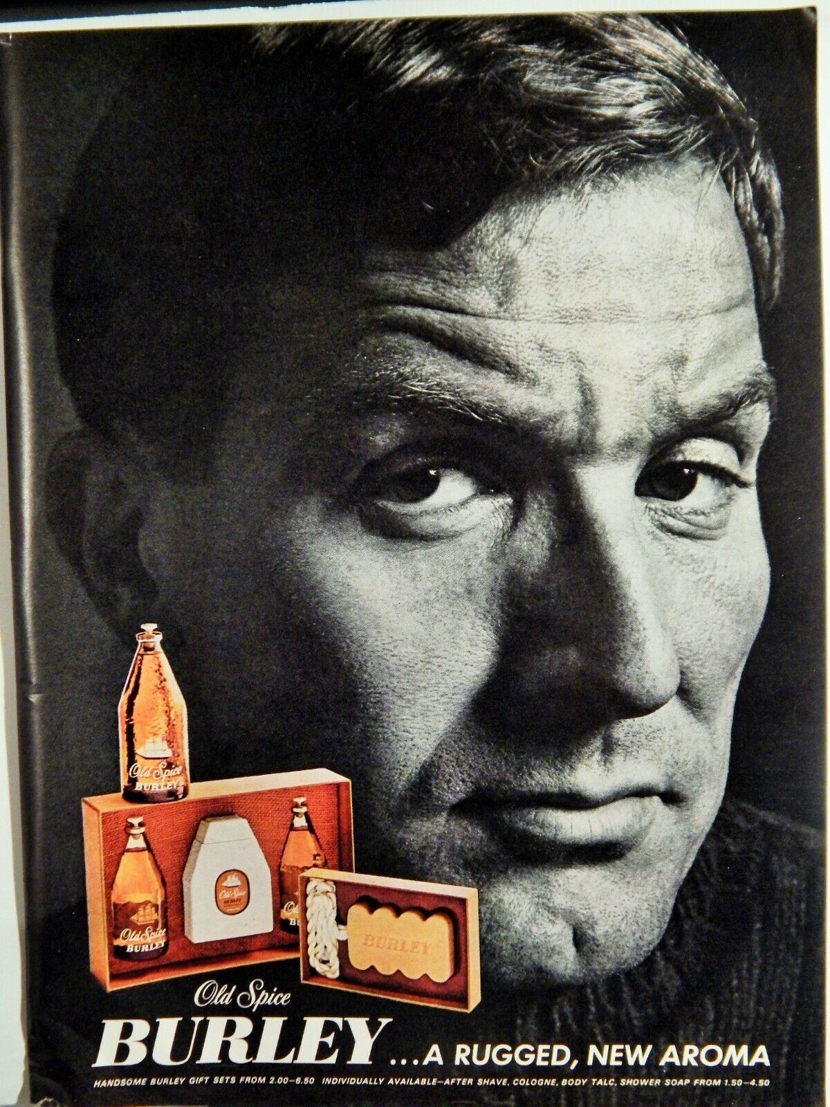 OLD SPICE BURLEY MEN'S TOILETRIES / DEP FOR MEN HAIRDR ORIG. VTG 1967 Photo Poster painting AD,