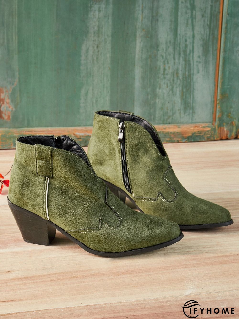 Bohemian mid-heeled pointed booties | IFYHOME