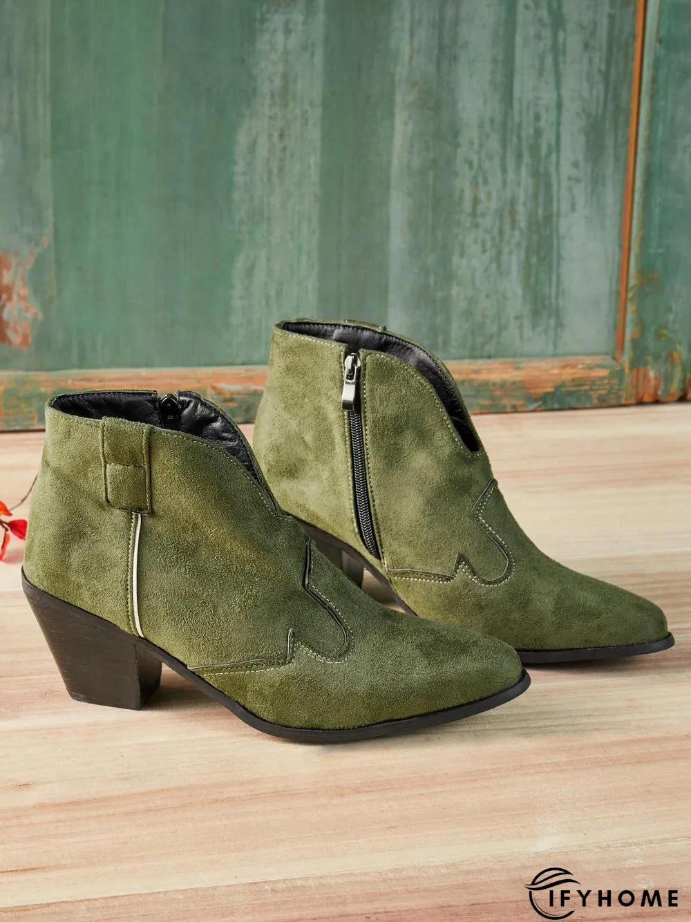 Bohemian mid-heeled pointed booties | IFYHOME