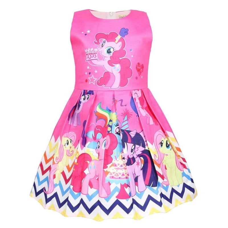 Summer Princess Little Pony Rainbow Dresses For Girls Halloween Birthday Party My Baby Unicorn Vestidos Dress Clothing