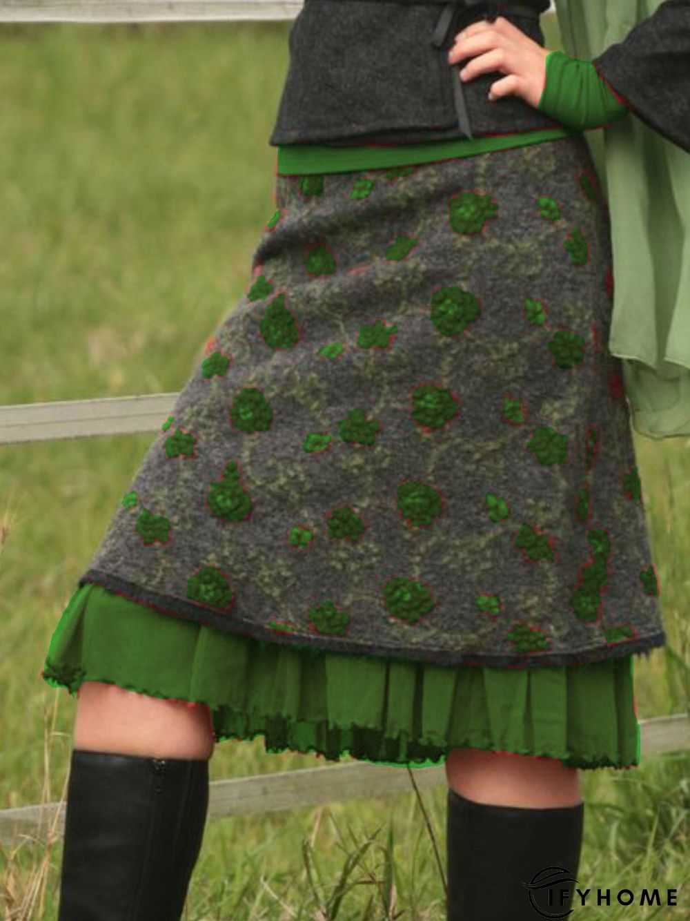 Women Multicolor Floral Woollen Mini Skirt | IFYHOME