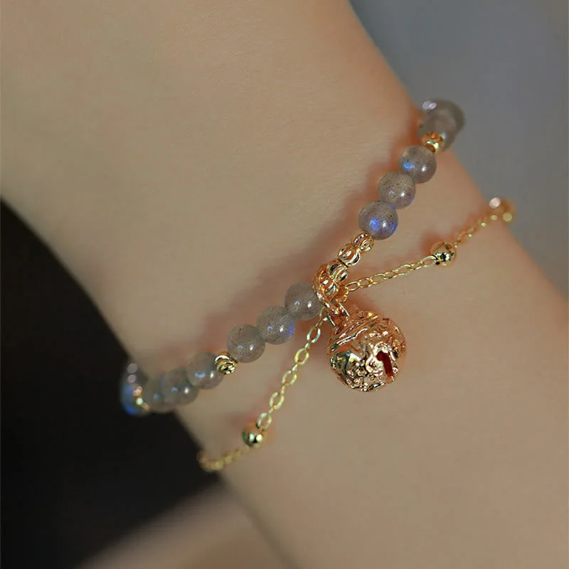 Natural Moonstone Healing Bell Charm Bracelet