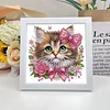 (US Only)18x18cm Cat DIY Special Shape Crystal Partial Diamond Painting w Frame