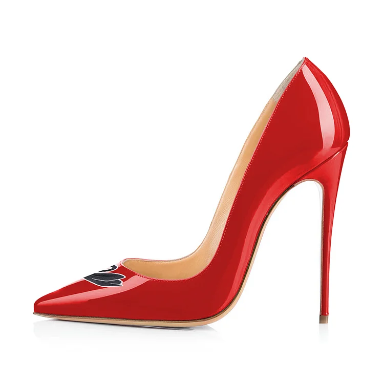 Escarpins rouges à bout pointu avec talons aiguilles Flusfy