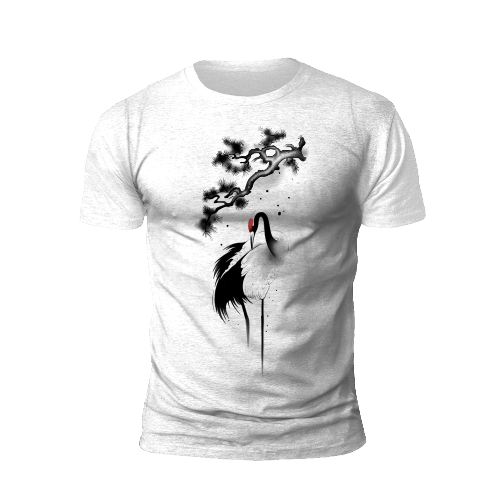 Ink Crane and Pine: A Symbol of Longevity and Strength T-shirt