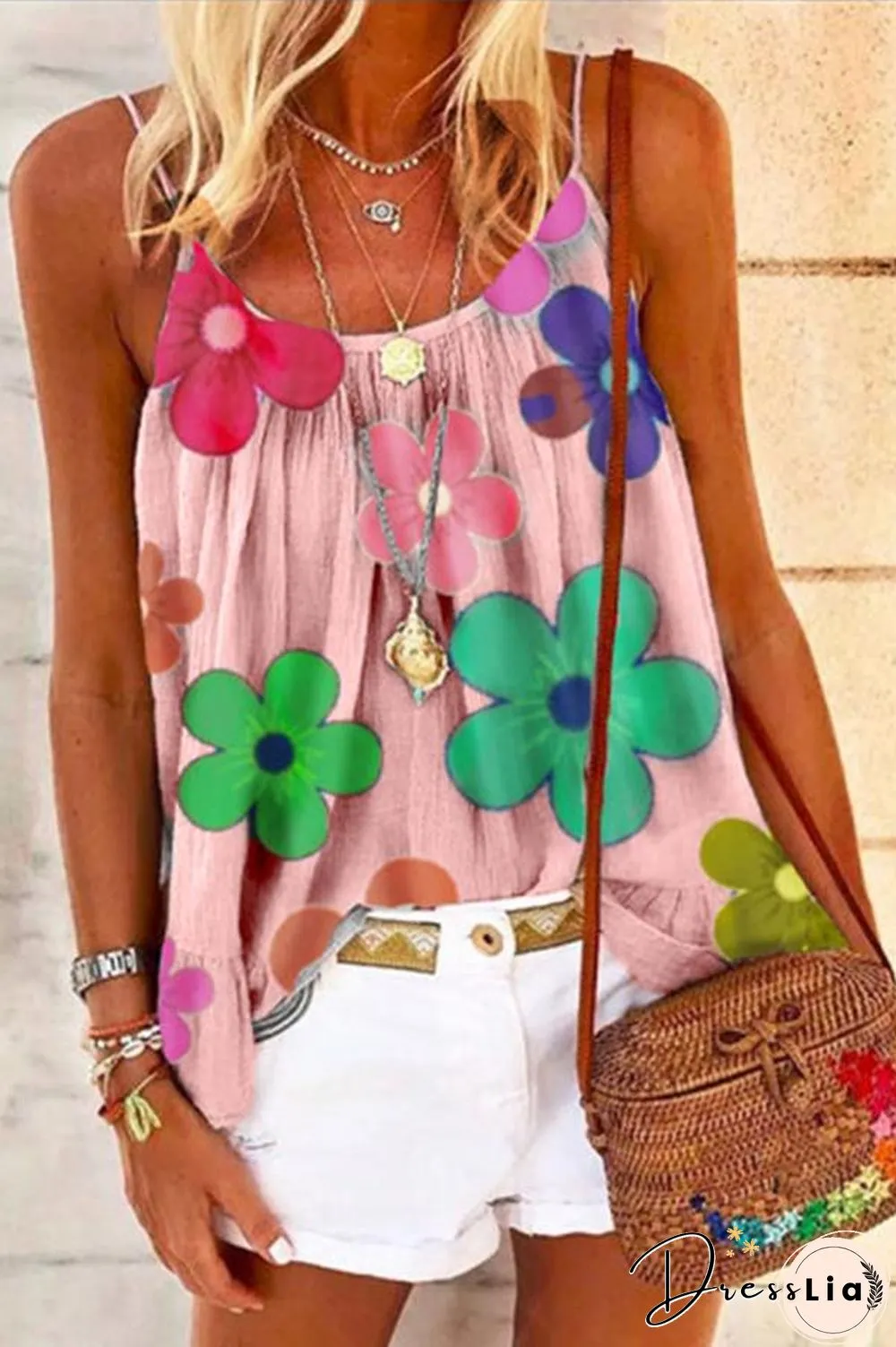Flower Printed Pleated Camisole (3 Colors) P12038