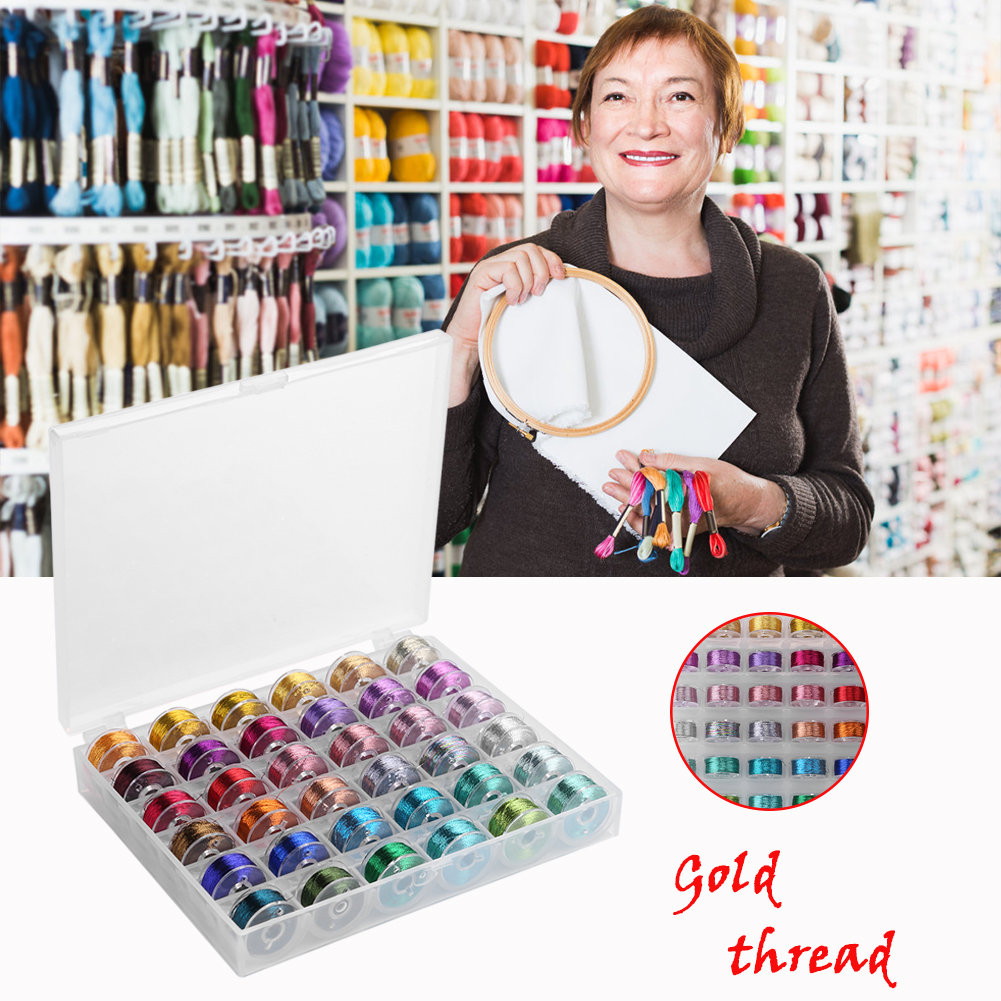 Embroidery Sewing Thread Polyester Sewing Machine Yarn Line Box (36 Colors)