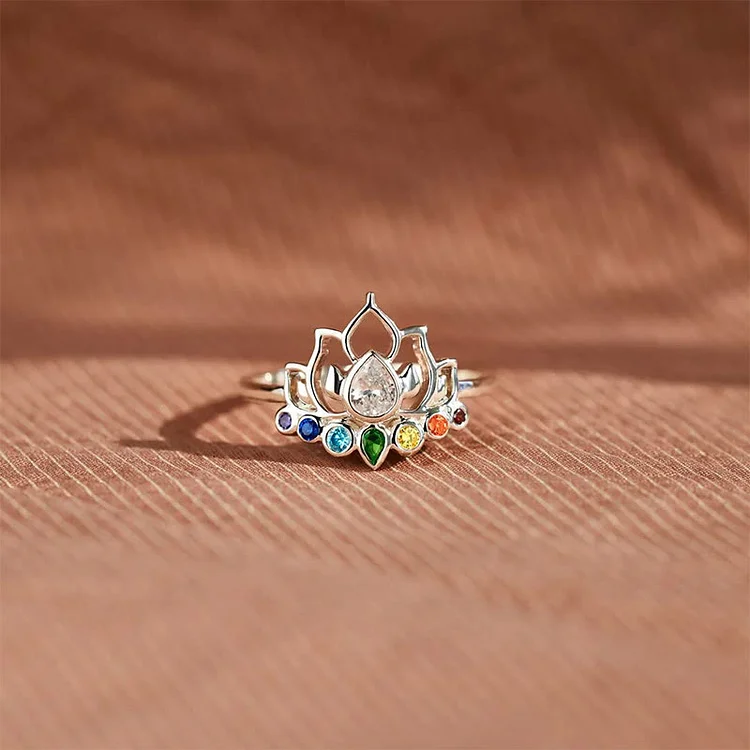 Olivenorma Lotus With 7 Chakras Yoga Rainbow Ring