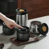 Stainless steel tea coffee bean sealed jar moisture-proof household press vacuum jar