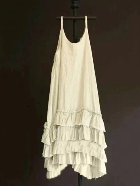 Linen Casual Sleeveless Round Neck Plus Size Dress