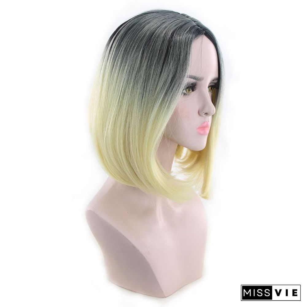 Bobo Wig Women's Short Hair Straight Hair Gradient Platinum