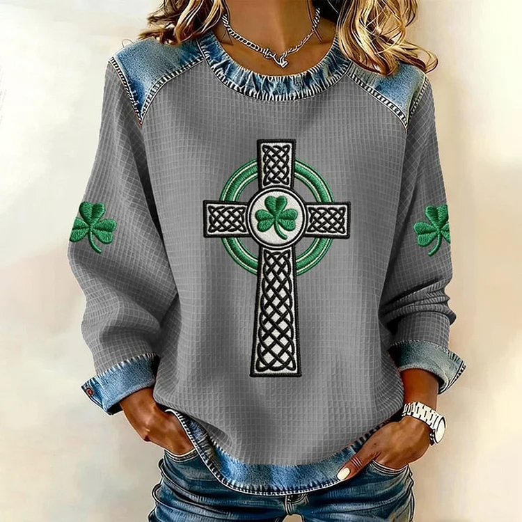 Women's St. Patrick's Day Print Crew Neck Sweatshirt