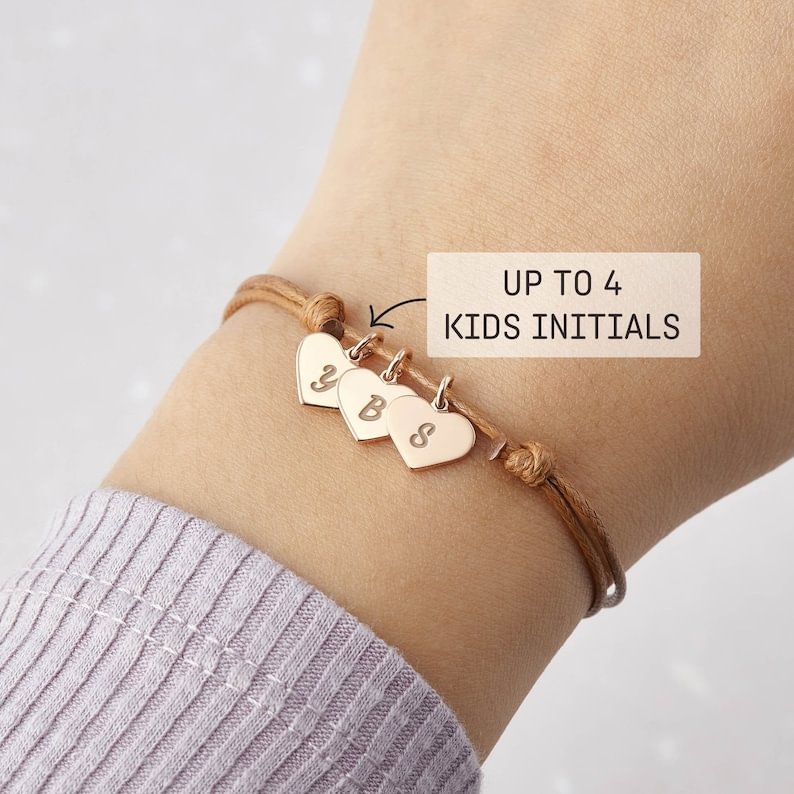 Mom Bracelet With Kids Initials,Personalized Mothers Day Jewelry, Mom Gift