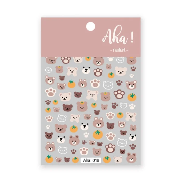 Nail Glue Stickers Ins Stars Moon Cartoon Rabbit Panda Flower Nail Decoration Decals Nail Sticker Animal Nail Art Decorations-Nail Inspo