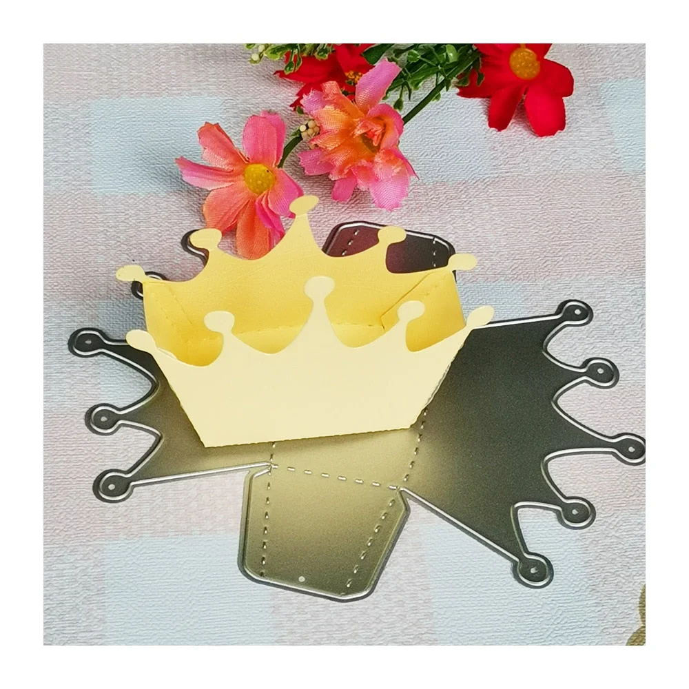 Crown Shape Gift Box Metal Cutting Die Stencil Template for DIY Embossing Paper Photo Album Gift Cards Making Scrapbook Dies Cut