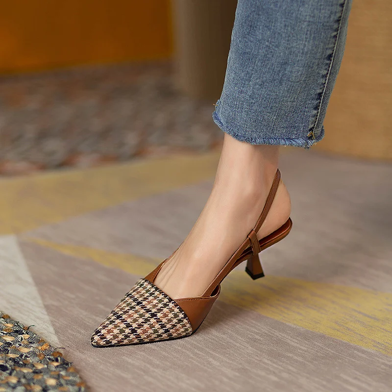 Breakj Breakj Niche Bag Head Sandals Women 2023 Summer New Pointed One-Word Buckle Thin And Light High-Heeled Shoes