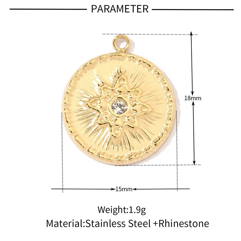 A Pack Of 3 201 Stainless Steel 18K Gold Plated Sun Star Polished Pendant