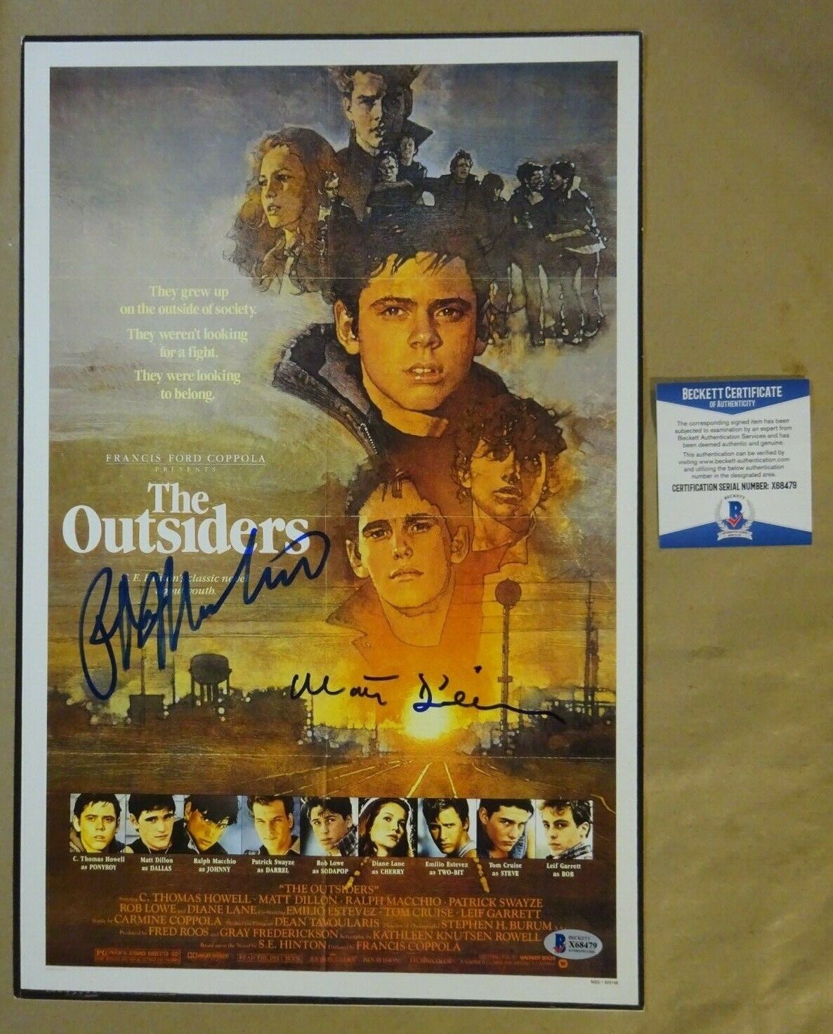 Signed MATT DILLON & RALPH MACCHIO The Outsiders Photo Poster painting 11x17