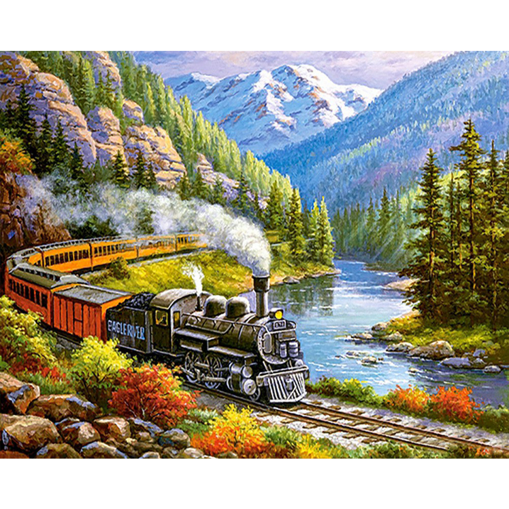 

Mountain Train - Square Drill Diamond Painting 50*40cm, Square diamond 40*50cm, 501 Original