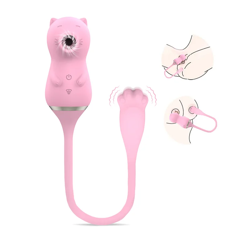 Cute Cat Dual-Action Suction & Vibration Wearable Stimulator – Remote Control & Waterproof