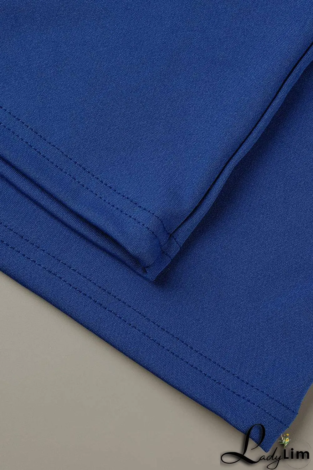 Blue Fashion Casual Solid Bandage Slit V Neck Regular Jumpsuits