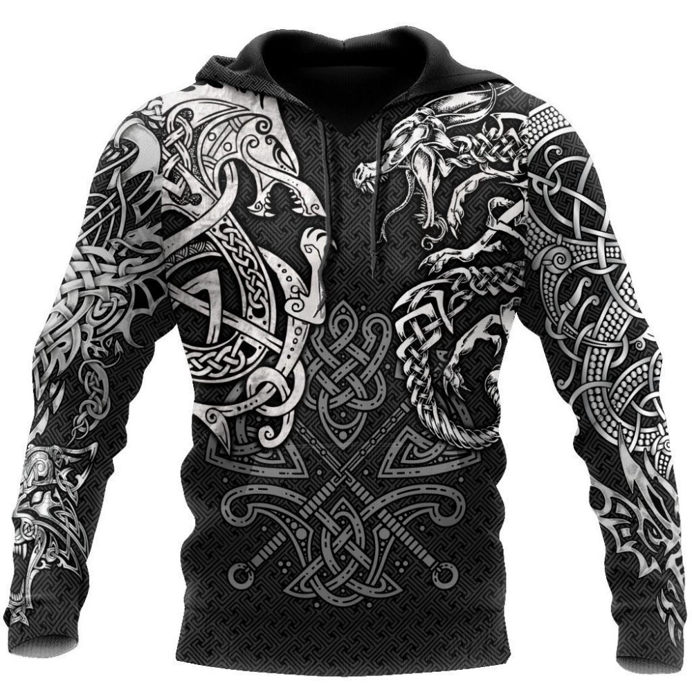 Viking Tattoo Dragon 3D Printed Hoodie