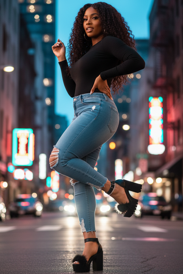 Party Feather Platform High Chunky Heel Ankle Strap Open Toe Sandal