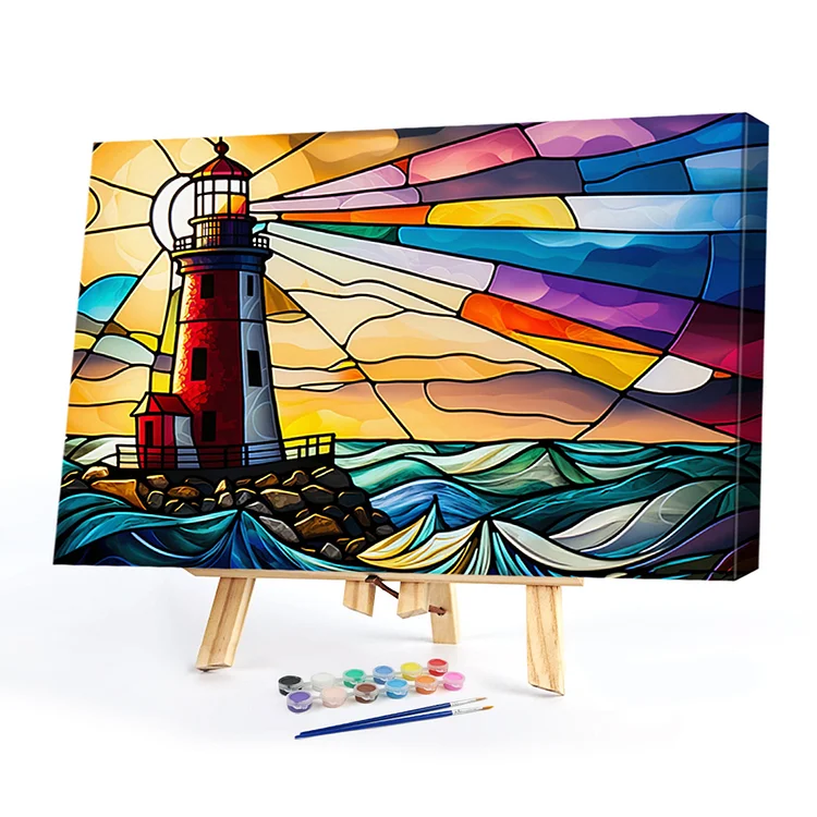 Oil Paint By Numbers - Glass Painting Lighthouse 60*50CM