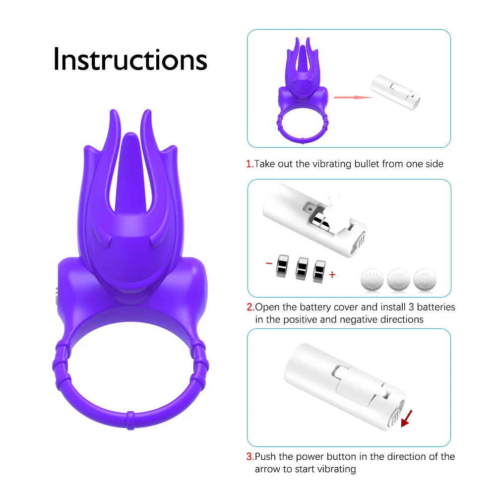 Silicone Vibrator Penis Ring Delay Ejaculation Cock Ring For Men Rosetoy Official