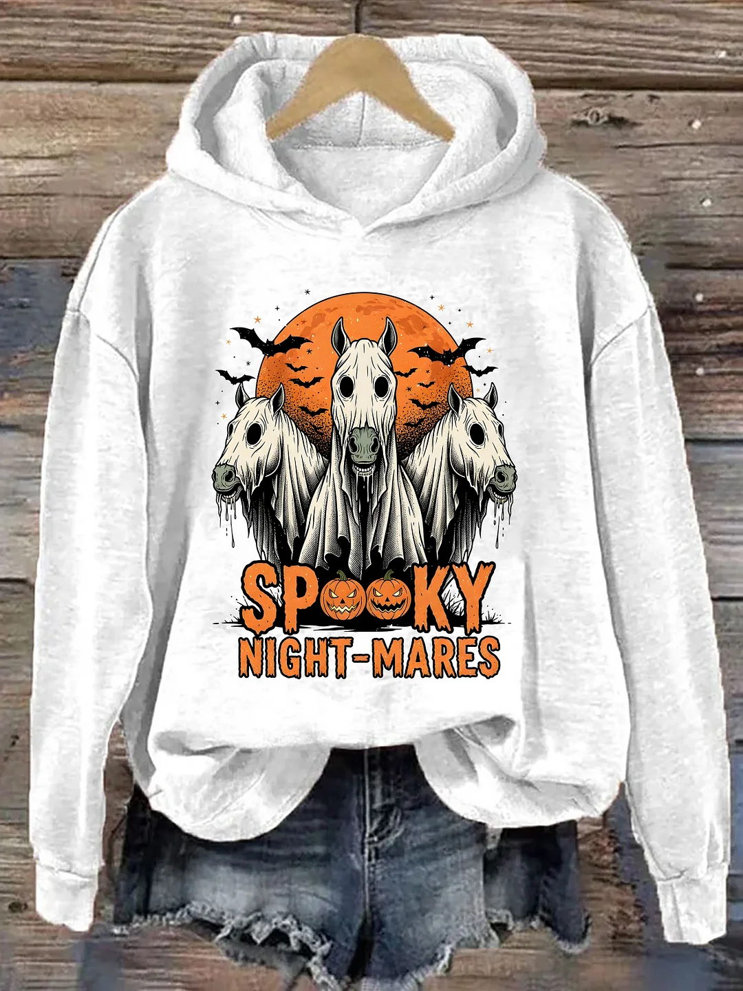 Halloween Spooky Ghost Horse Hoodie