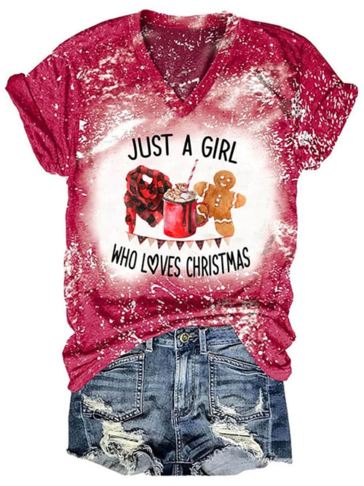 Christmas Gingerbread Man Print Tie Dye T Shirt